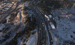 Beylikdüzü ve Büyükçekmece'de havadan kar manzarası