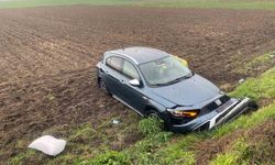 Tarlaya uçan otomobildeki 2 kişi yaralandı