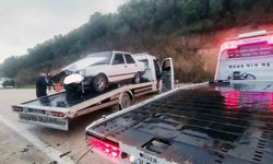 Tirilye-Mudanya kaygan yoldaki kaza ucuz atlatıldı