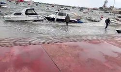 Tuzla'da fırtına alarmı: Deniz sahil yoluna taştı, tekneler zor anlar yaşadı