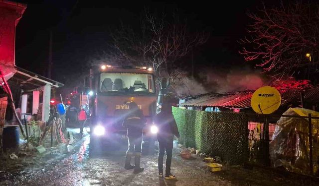 Manyas'ta tek katlı ev alevlere teslim oldu