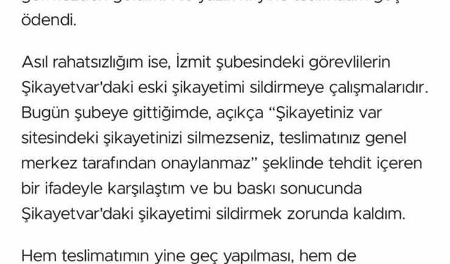 Şikayet edilen firmadan tehdit iddiası