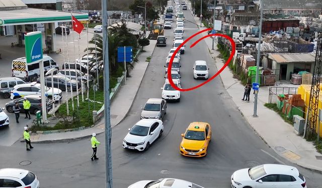 Büyükçekmece'de şerit ihlali yapan sürücülere dron destekli uygulama