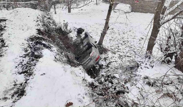 Hakimiyetini kaybeden otomobil dereye uçtu: 3 yaralı
