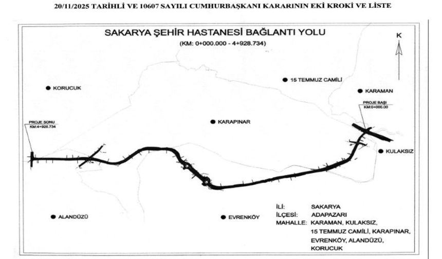 Sakarya Şehir Hastanesi yolunun güzergahı belli oldu