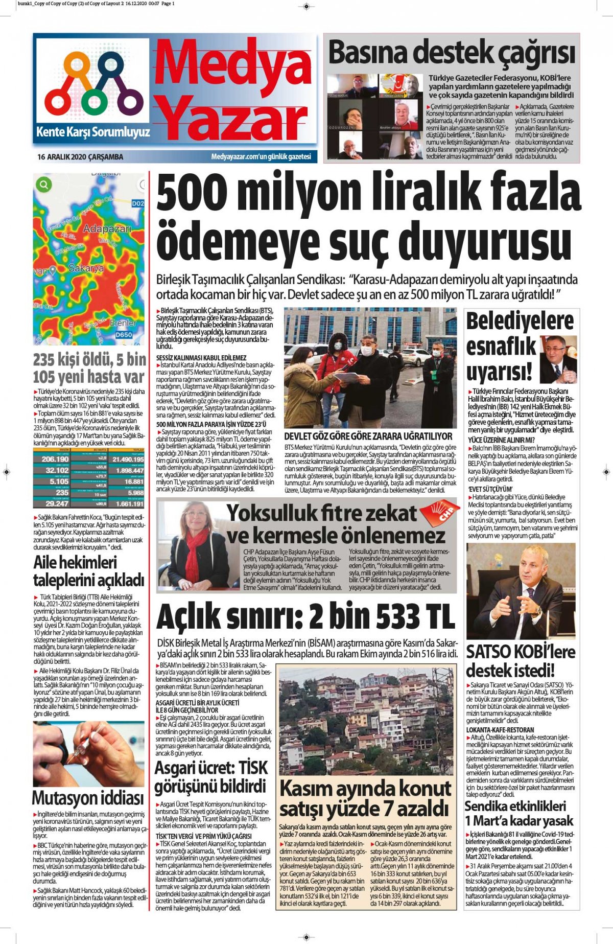 MedyaYazar - 16.12.2020 Manşeti