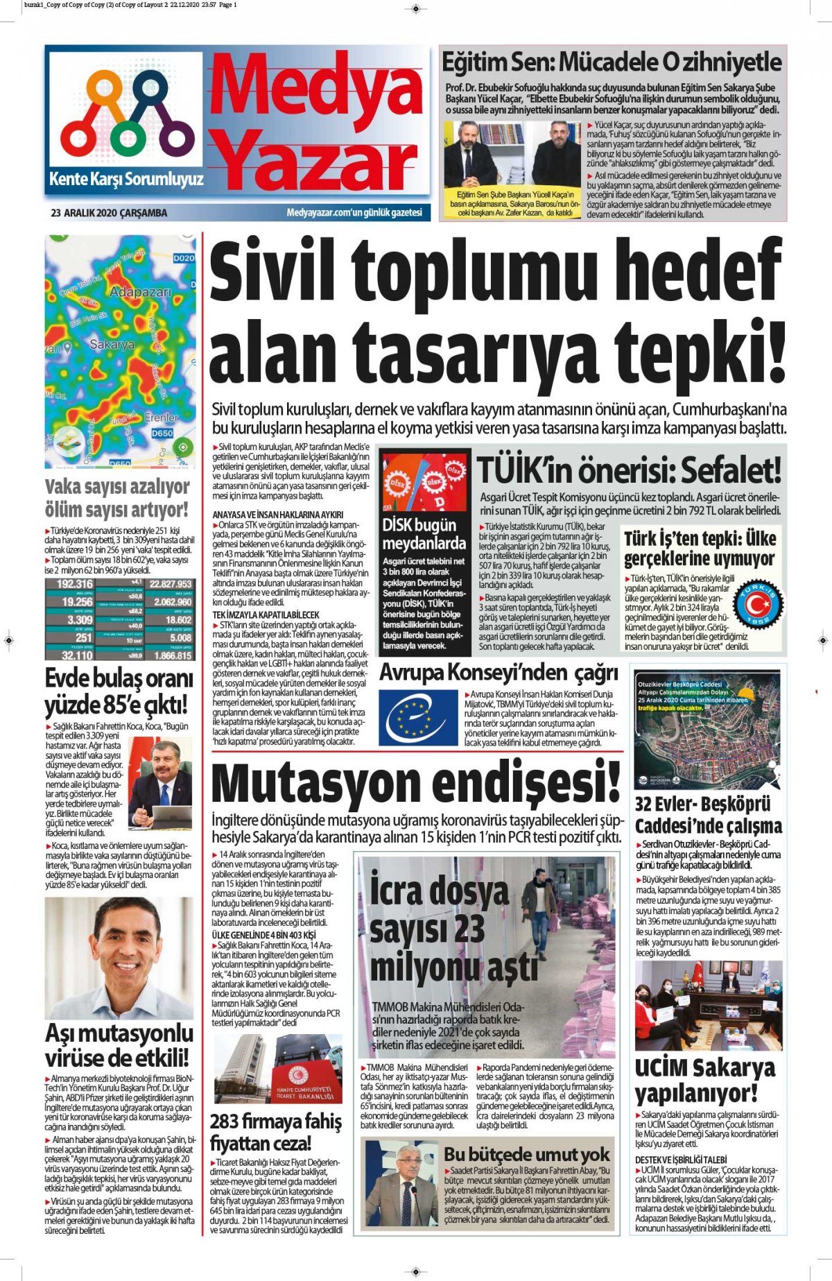MedyaYazar - 23.12.2020 Manşeti