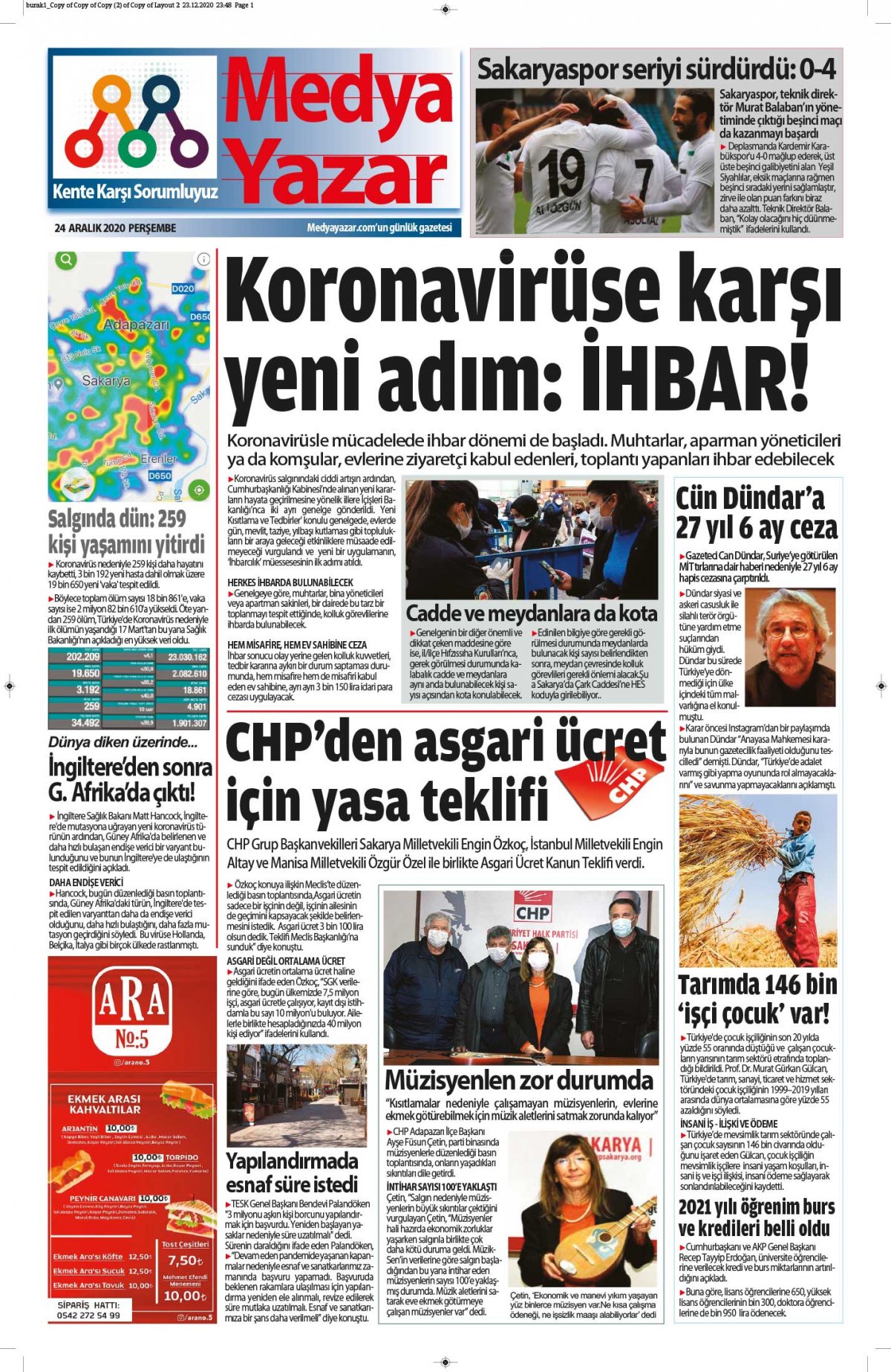 MedyaYazar - 24.12.2020 Manşeti