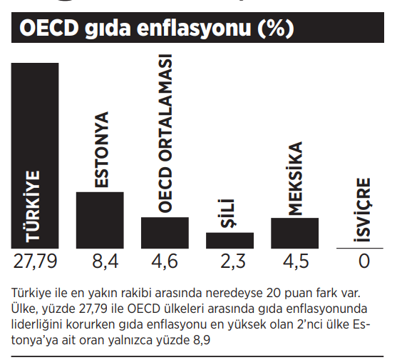 Gida Enflasyonunda Dunya Liderligi Turkiyenin 1